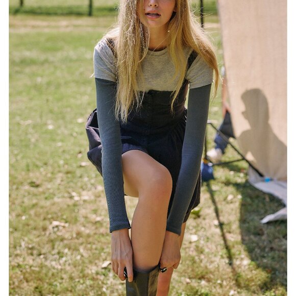 FREE PEOPLE Astrid Oxford Mini Dress / Black - Picture 3 of 10